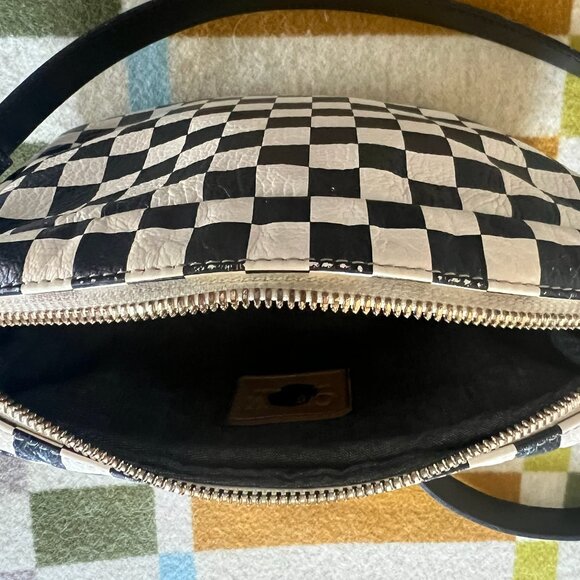 Clare V Midi Sac Bag Checkered Crossbody Bag Purse Small Black and White - Picture 4 of 4